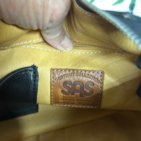 SAS Black and White Shoulder Bag with Zebra Print Leather/ calfskin - Picture 2 of 16